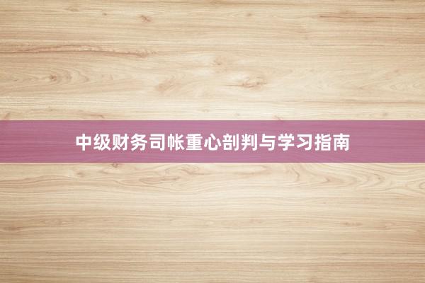 中级财务司帐重心剖判与学习指南